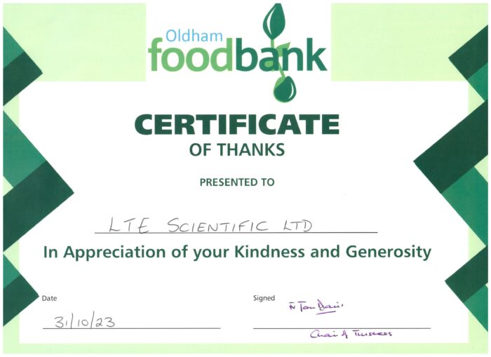 Oldham Foodbank Cert