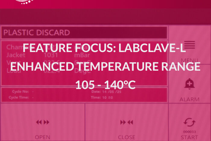 Labclave-L control panel displaying autoclave sterilisation temperature
