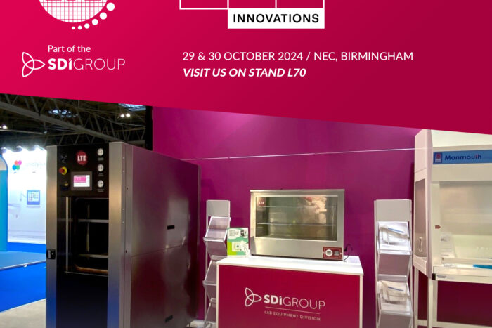LTE Scientific exhibiting Labclave-L autoclave and Eco-Drying Cabinet at Lab Innovations 2024